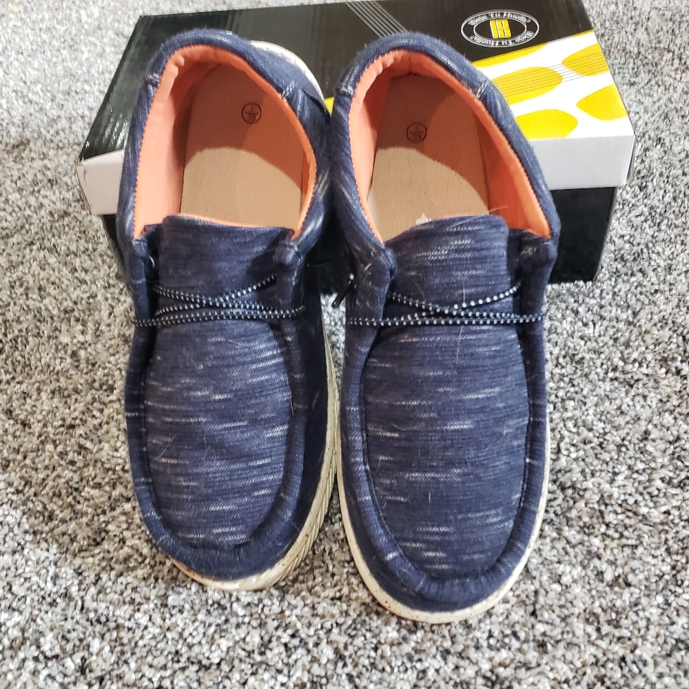 Navy - charcoal heathered slip ons